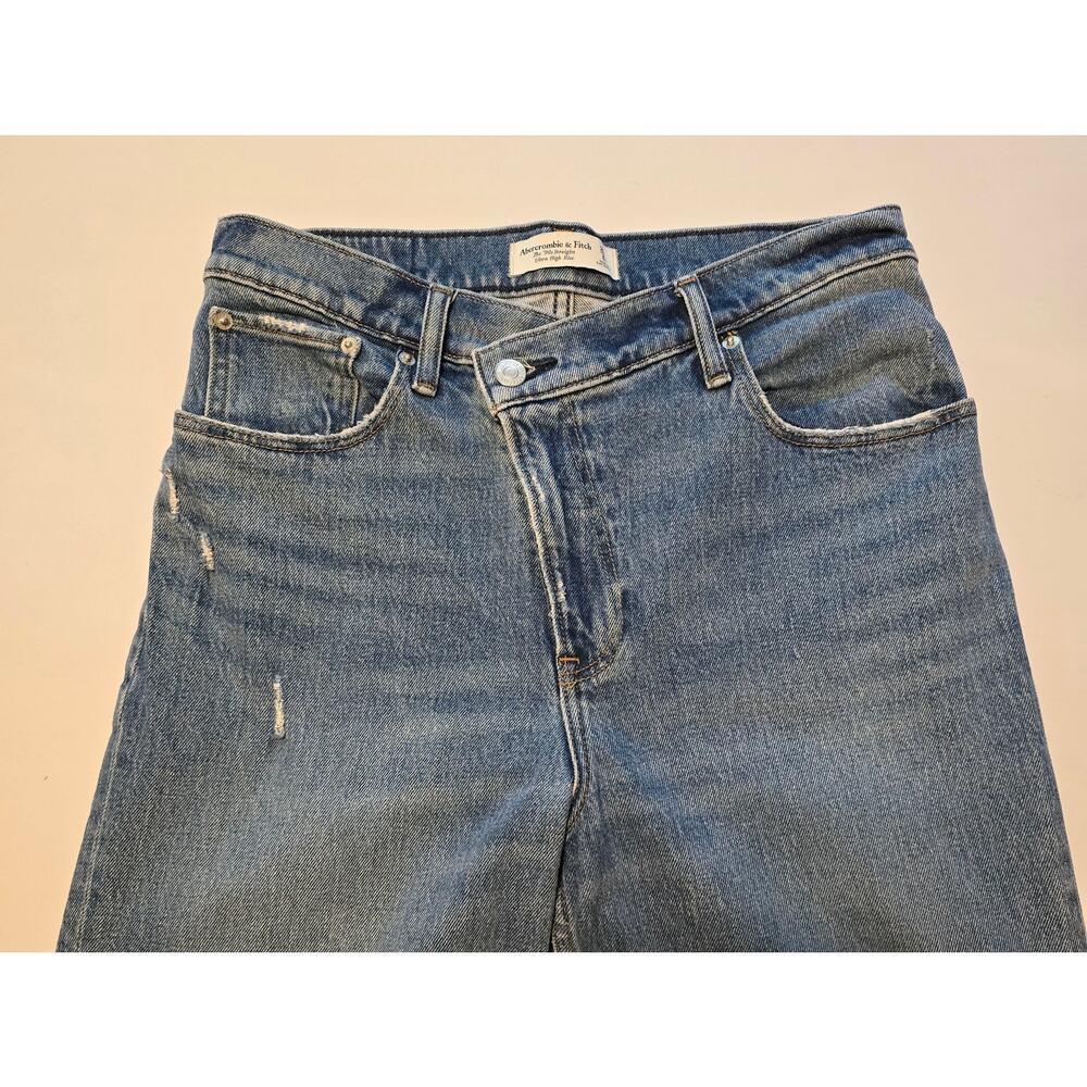 Abercrombie & Fitch 90s Straight Ultra High Rise Criss Cross Waist Jeans 6L Blue - Picture 7 of 16